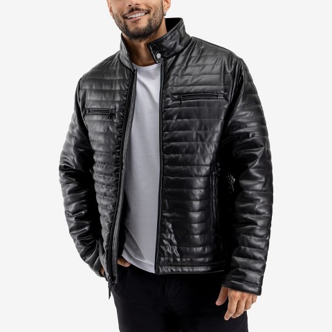 Мужские куртки X RAY Men's PU Quilted Jacket With Faux Shearling Lining in BLACK Size S