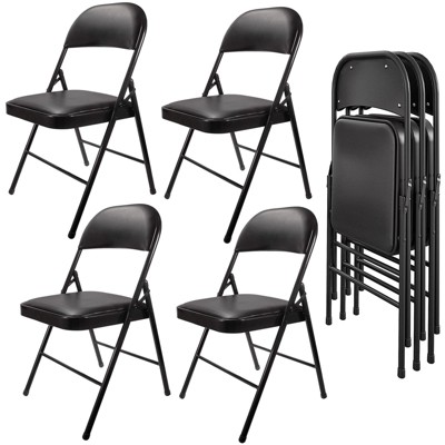 SKONYON 4 Pack Folding Chairs Portable Padded Office Kitchen Dining Chairs