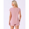 INSPIRE CHIC Women's 2 Piece Lounge Set Knit Short Sleeve Tee and Shorts Pajama Set with Pockets - 4 of 4