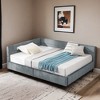 Mid-Century Full Size Storage Upholstered Tufted Bed Frame, Sofa Bed Frame with Comfortable Backrest and Armrests- Leovsnove - 2 of 4