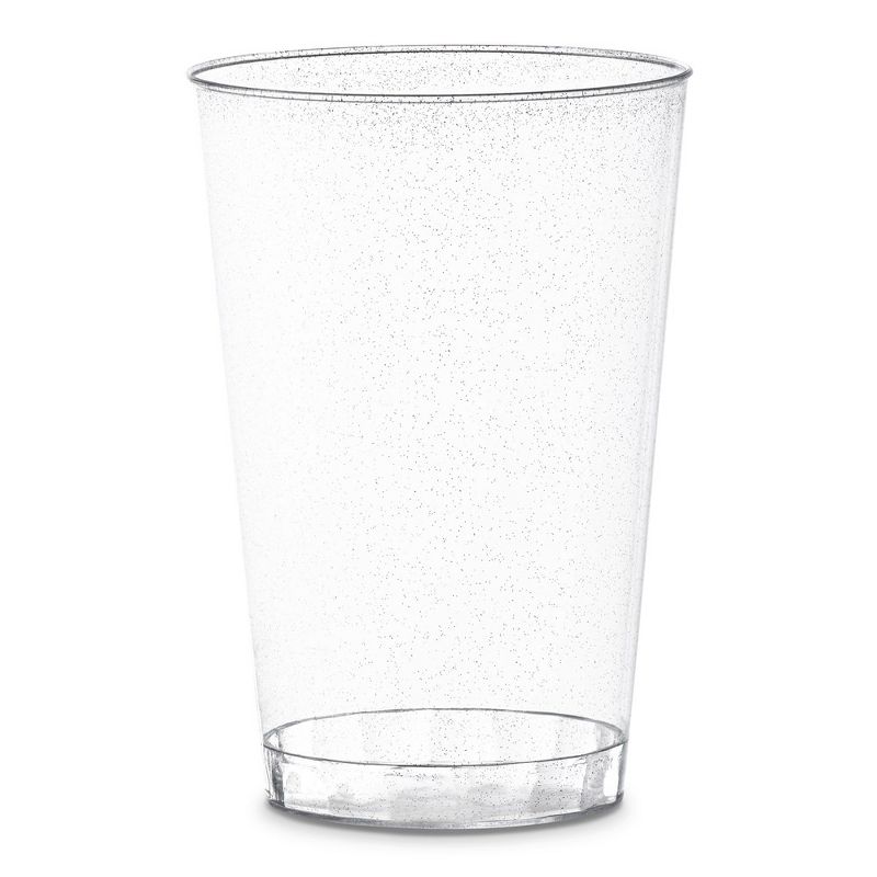 Smarty Had A Party 12 oz. Clear with Silver Glitter Round Disposable Plastic Tumblers (240 Cups), 1 of 2