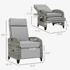 Outdoor Recliner Chair with Cushions, Reclining Patio Lounge Chair with Adjustable Footrest, Armrests, Tray Table - 3 of 4