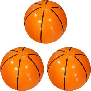 4e's Novelty 3-Pack Inflatable Basketballs 20" Beach Ball For Party Pool Decor & Games, Perfect For Basketball Decorations For Birthday Party Setups - 1 of 4