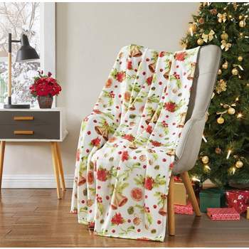 Kate Aurora Oversized Christmas Poinsettia Orange Slices Ultra Soft & Plush Accent Throw Blanket - 50 in. W x 70 in. L