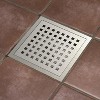 Complete 6" Square Shower Drain Kit with hair catcher and removable grid for easy installation. - 2 of 4
