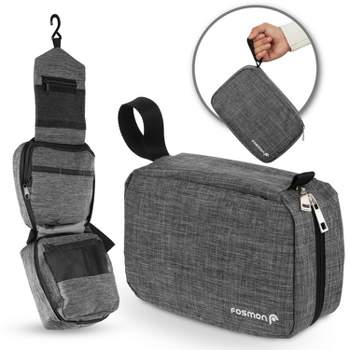 Fosmon Portable Hanging Toiletry Large Capacity Organizer Bag w/ 3 Compartments - Gray
