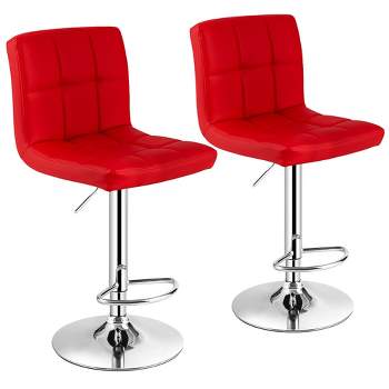 Costway Set of 2 Adjustable Bar Stools PU Leather Swivel Kitchen Counter Pub Chair