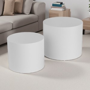 18.9" No-Assembly Round Coffee Tables (Set of 2) - 1 of 4