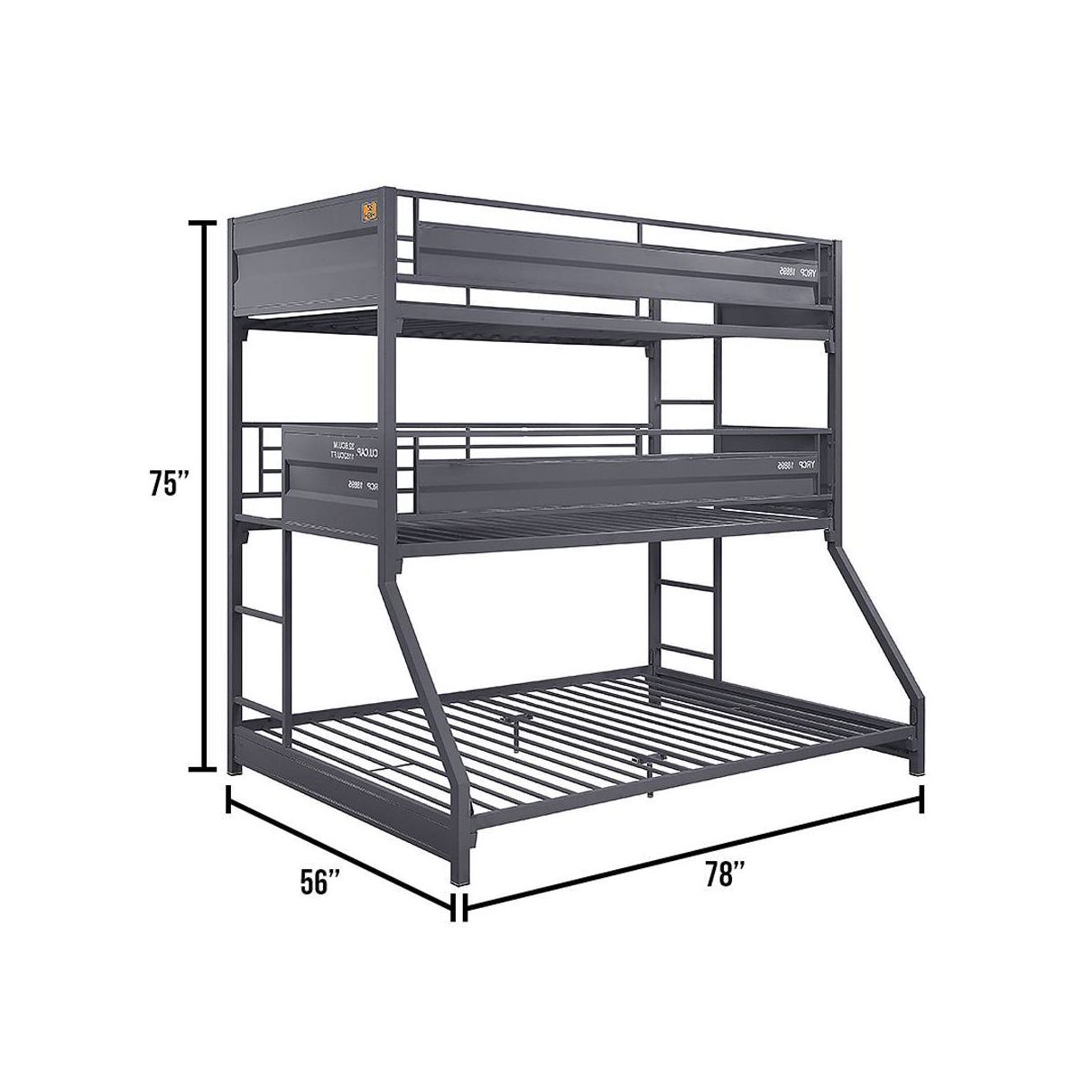 78" Twin/Twin/Full Triple BunkBed Cargo Loft, Metal Frame & Ladders - Acme Furniture - thumbnail 6