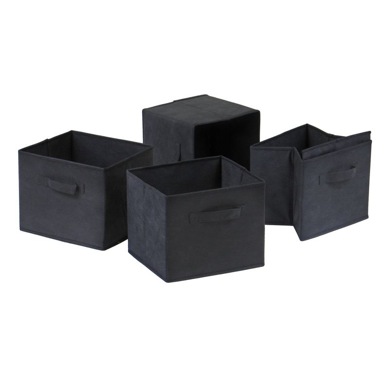 Set of 4 Capri Foldable Fabric Baskets Black - Winsome, 1 of 5