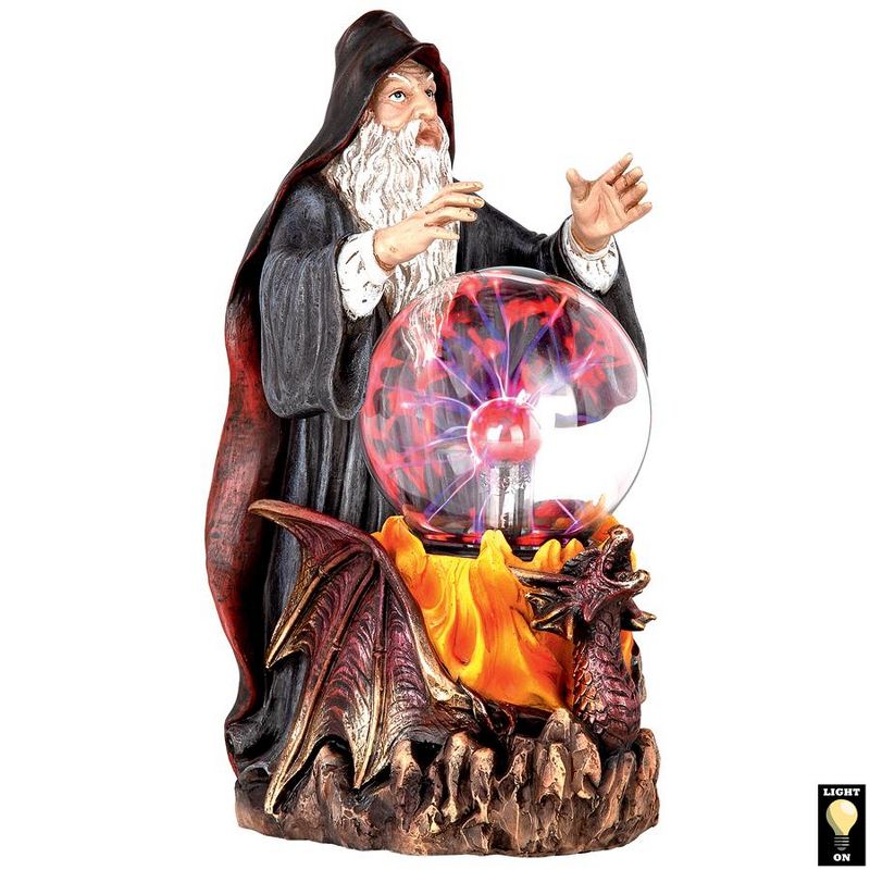 Design Toscano Wizard's Crystal Ball Illuminated Gothic Statue, 1 of 8