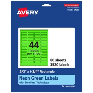Avery Neon Green Paper Labels, 2/3" x 1-3/4" Rectangle - 1 of 4