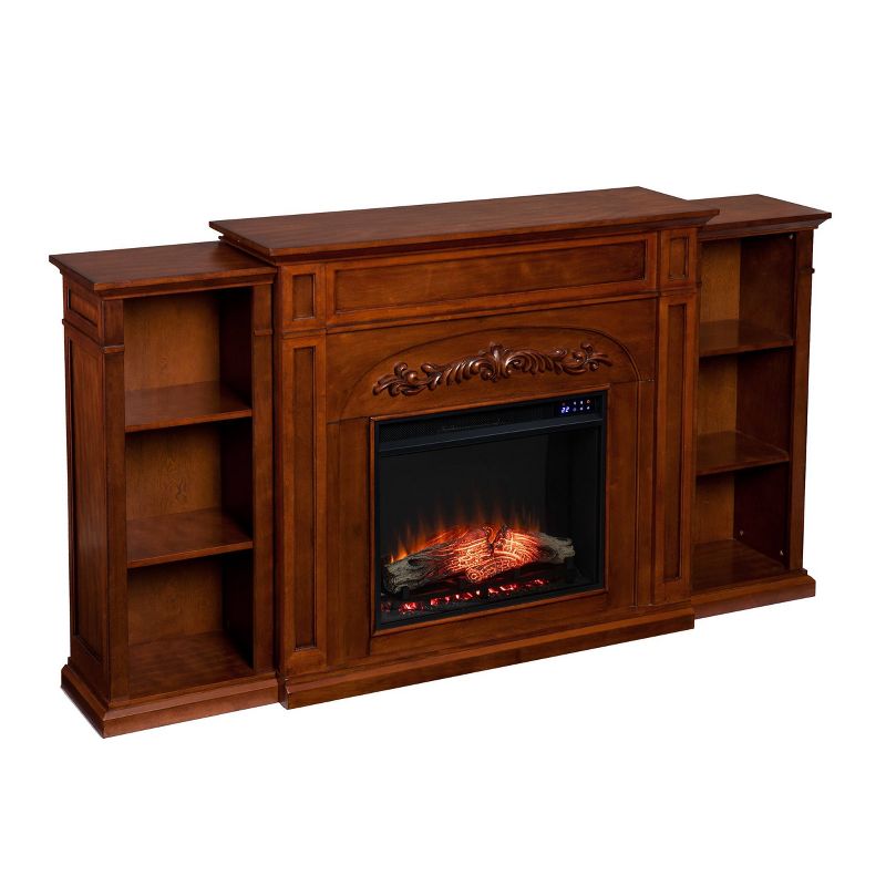 Canterbury Touch Panel Electric Fireplace with Bookcases Autumn Oak - Aiden Lane, 5 of 8