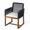 Sapphtopaz Outdoor Dining Chairs Set of 2 Wood Patio Chairs with Rope Design Back, Arms, Washable Cushion for Outside,  Backyard - 3 of 4