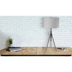 Vynxaria 32 Inch KD Shade Floor Lamp with Adjustable Brown Metal Tripod, Ideal for Bedroom, Living Room & Office - 1 of 4