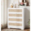 4 Drawer Dresser for Bedroom, Rattan Chest of Dressers, Modern Wood Tall Dresser with Power Outlets - 3 of 4