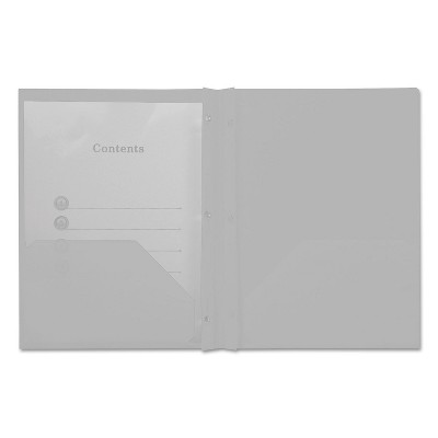 Universal Plastic Twin-Pocket Report Covers with 3 Fasteners 100 Sheets White 10/PK 20554