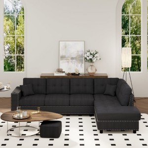L-shaped Modular Sectional Sofa with Removable Back Cushions and 2 Pillows, Suitable for Living rooms, Offices, and Apartments - 1 of 4