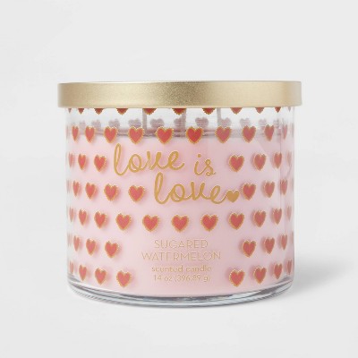 14oz Love is Love Sugared Watermelon Valentine's Day Candle - Threshold™
