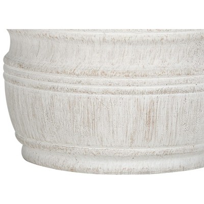 Ivory Resin Table Lamp with Cream Linen Shade and Gold Finial