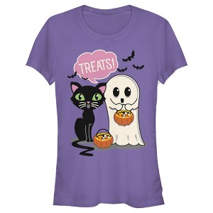 Juniors Womens Lost Gods Halloween Treat Friends T-Shirt - 1 of 4