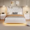 Floating Bed with Velvet Upholstered Storage Headboard for Apartment Bedroom, No Box Spring Needed, Noise Free - 3 of 4