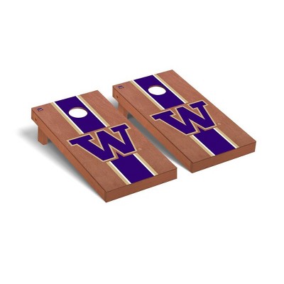 NCAA Washington Huskies Premium Cornhole Board Rosewood Stained Stripe Version
