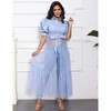 Coolmee Women Sexy Tunics Blouse Puff Short Sleeve Bodycon High Low Asymmetrical Ruffle Shirt Top Dress - 3 of 4