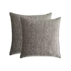 JTH LUXE Plume 24 inches Square Feather Down Throw Pillow, Set of 2, Brilliant Gray Chenille Jacquard