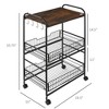 QingMoon Kitchen Cart with Storage, 3 Tier Rolling Kitchen Island Cart with 2 Sliding Fruit Basket and Side Hooks for Dining Room - 4 of 4