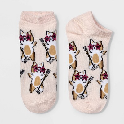Women's Sparkly Disco Cat Low Cut Socks - Xhilaration™ Pink 4-10