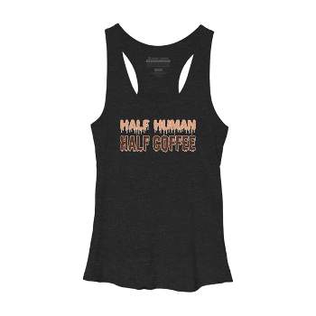 Women's Design By Humans Funny Halloween Costume For Coffee Addicts By TeeShirtMadness Racerback Tank Top