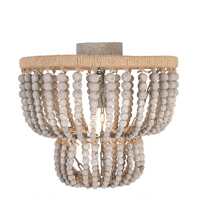 Wood Bead/Metal Semi Flush Light Gray - 3R Studios