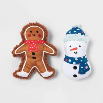 Gingerbread Playhouse Cookie & Snowman Dog Toy Set - 2pk - Wondershop™