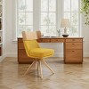 Art Leon Linen Fabric Swivel Armless Home Office Chair with Solid Oak Wood Legs - 3 of 4