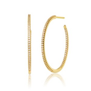 Guili Sterling Silver Gold Plated Open Hoop Earrings with Clear Cubic Zirconia, a Stylish and Versatile Jewelry Piece for Effortless Elegance - 1 of 4