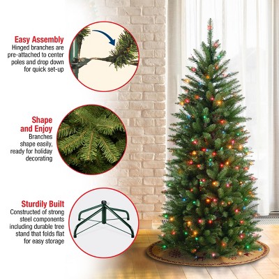 4.5' Prelit Slim Kingswood Fir Christmas Tree with Multicolor Lights