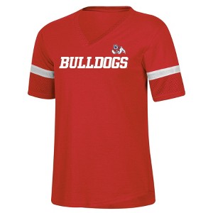 NCAA Fresno State Bulldogs Women's Mesh Trim V-Neck T-Shirt - 1 of 3