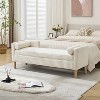 Gulches 65.35" Wide Ivory Corduroy Storage Soft Bench with Armrests, Backrest & 2 Bolster Pillows - 350lbs Capacity for Living Room Entryway Bedroom - 2 of 4