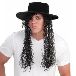 Forum Novelties 80's Adult Hat And Black Long Curly Costume Wig - 1 of 3