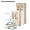 Okak Folding Wardrobe, 25.59" Closet with Wheels & Magnetic Door, Layered Storage Cabinet + 3 Folding Boxes & 10 Hangers for Apartments, Cream White - 3 of 4