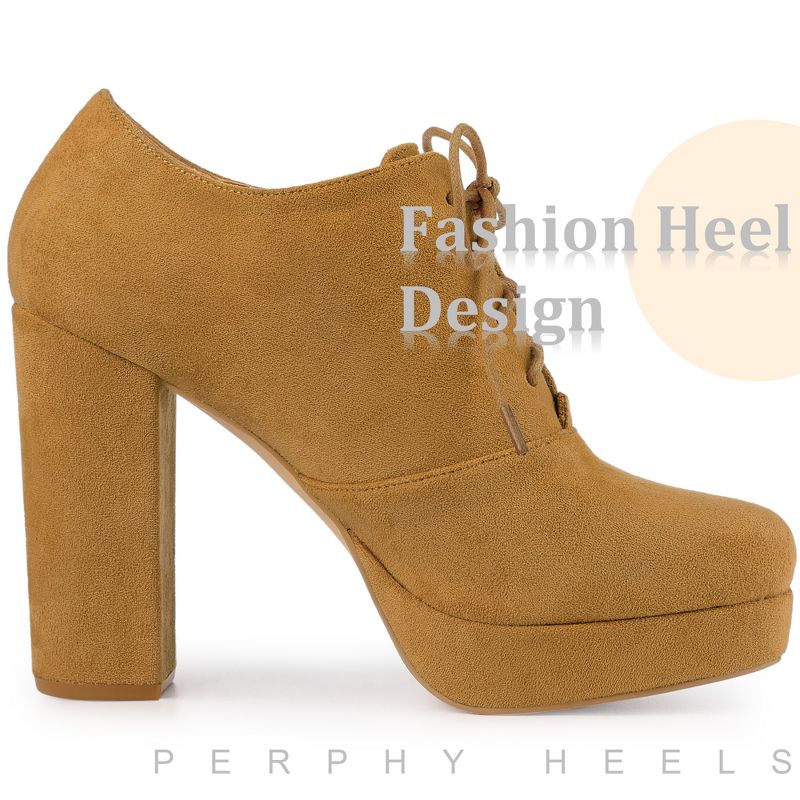 Perphy Women's Lace Up Round Toe Cushioned Insole Platform Chunky Heel Ankle Boots, 4 of 5