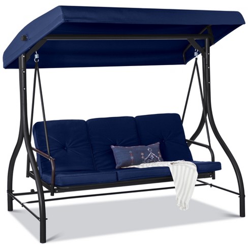 Best Choice Products 3 seat Outdoor Converting Canopy Swing Glider Patio Hammock W Removable Cushions Navy Target