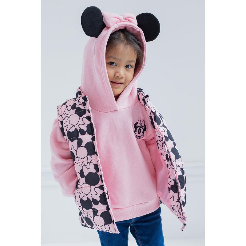 Disney Minnie Mouse Girls Zip Up Vest 2fer Jacket and Pullover Hoodie Toddler, 5 of 8