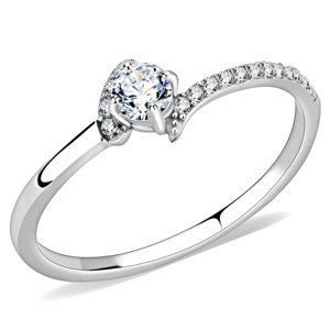 Slickblue Stainless Steel Promise Ring - Polished Finish, Clear Round CZ Stones, Perfect for Valentine's Day, Size 5-10 - 1 of 4