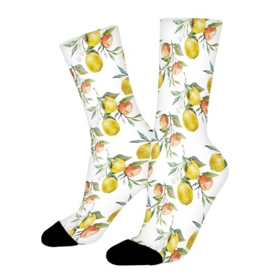 Lemons Oranges Women Printed Crew Socks Funny Funky Socks Soft Polyester Novelty Gifts for Artists Men