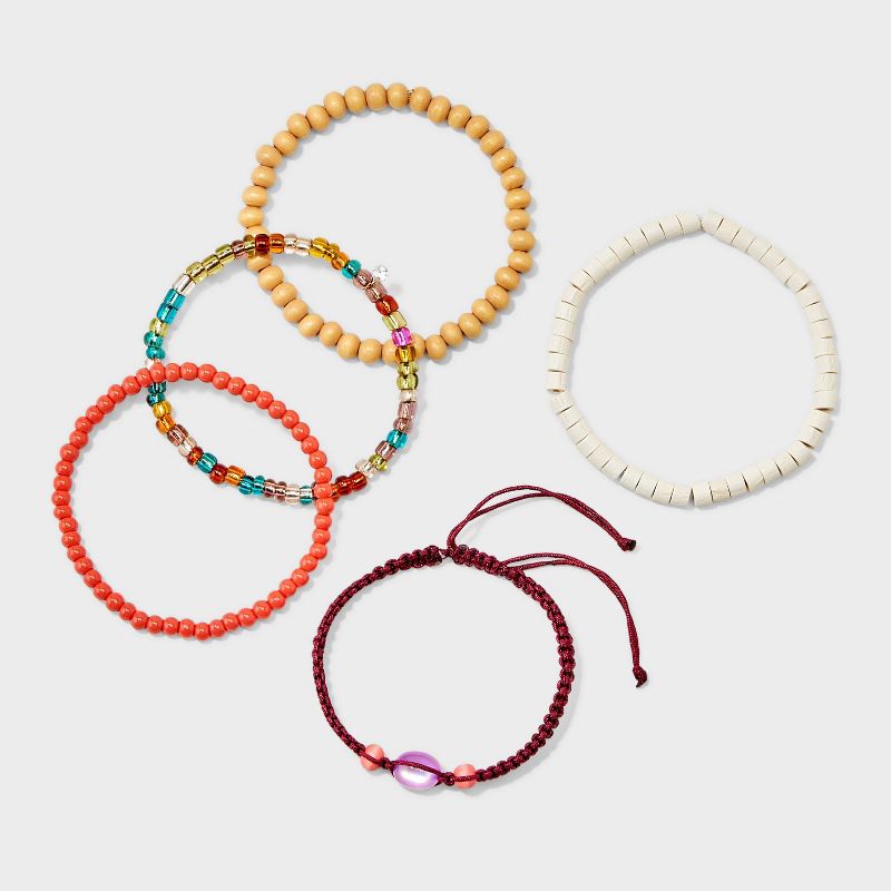 Woven and Multi Beaded Bracelet Set 5pc - Wild Fable&#8482; Multi, 3 of 5