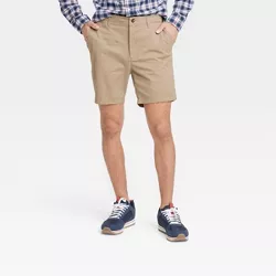 Men's Every Wear 7" Slim Fit Flat Front Chino Shorts - Goodfellow & Co™ Tan 28