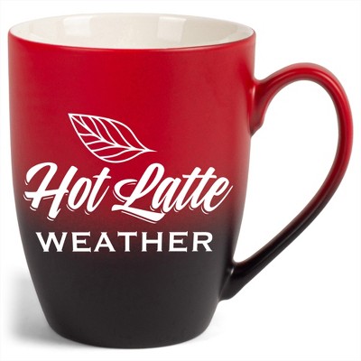Elanze Designs Hot Latte Weather Two Toned Ombre Matte Red and Black 12 ounce Ceramic Stoneware Coffee Cup Mug
