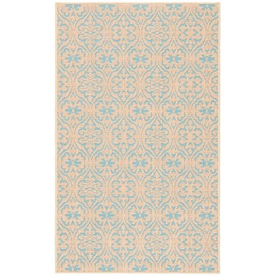 Natural Turquoise Geometric Synthetic 3' x 5' Area Rug